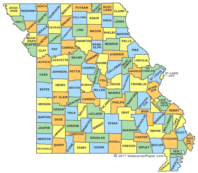 missouri map with county lines Printable Missouri Maps State Outline County Cities missouri map with county lines