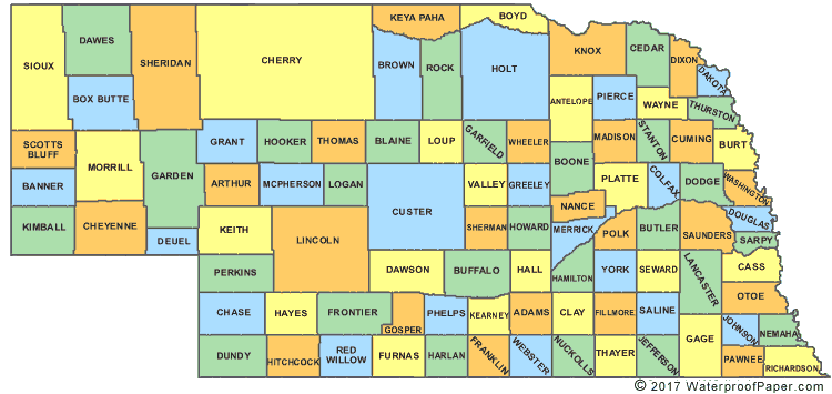 Nebraska county map