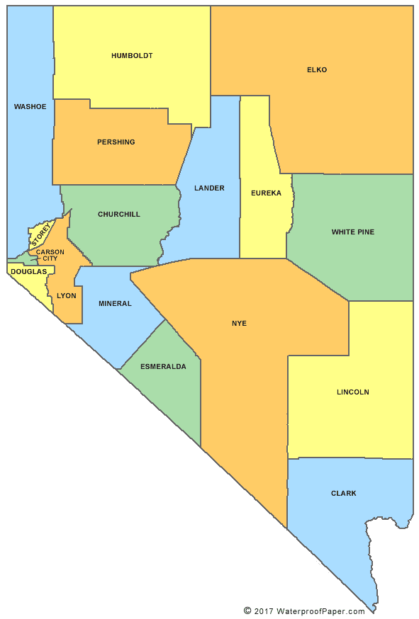 Printable Nevada Maps State Outline, County, Cities
