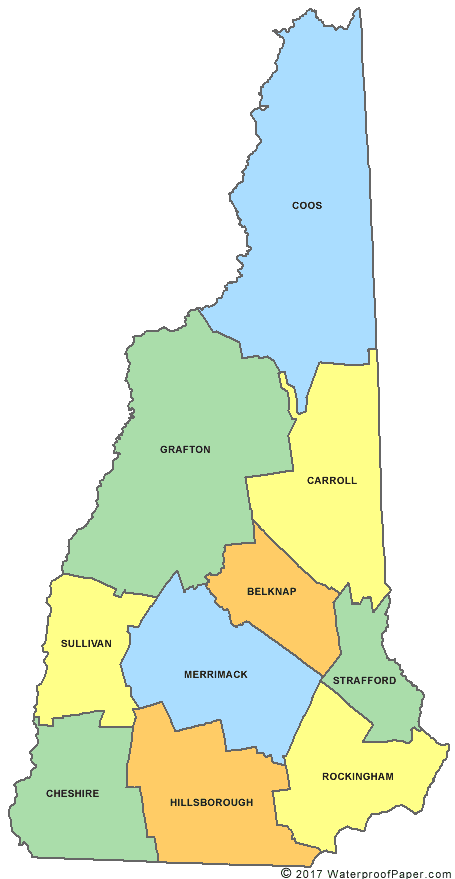 New Hampshire county map