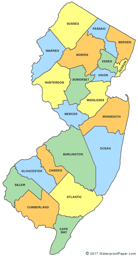 New Jersey county map