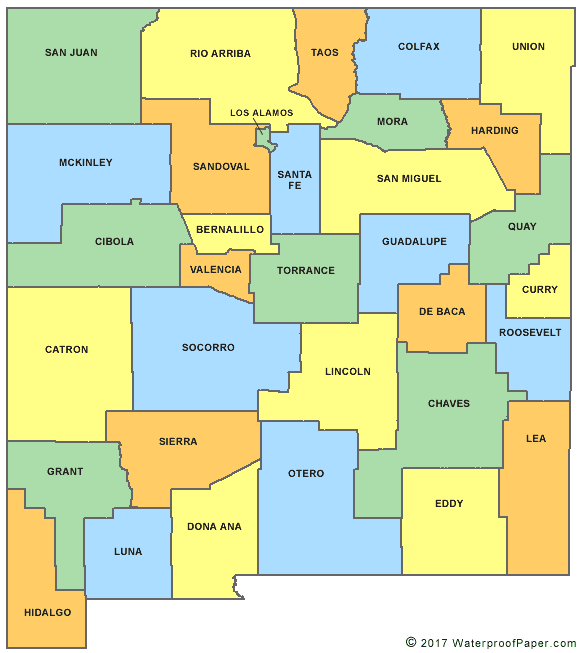 New Mexico county map