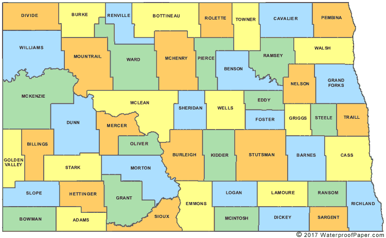 North Dakota county map