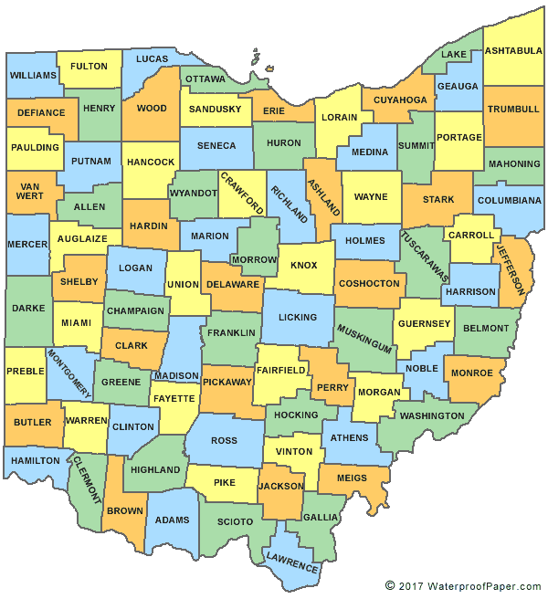 Ohio county map