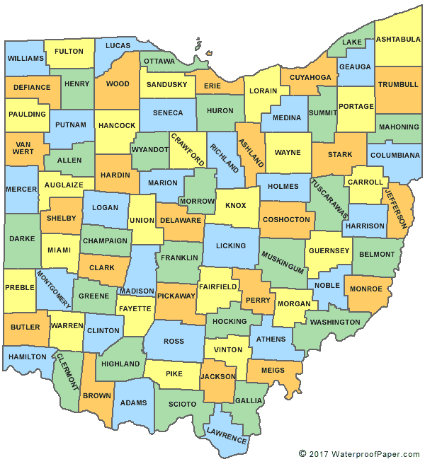 map of ohio counties with names Printable Ohio Maps State Outline County Cities map of ohio counties with names