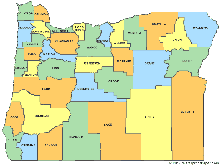 Oregon county map