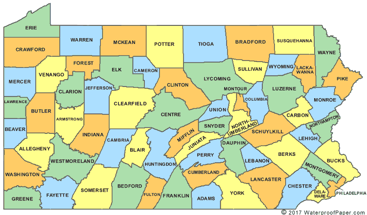 Pennsylvania county map