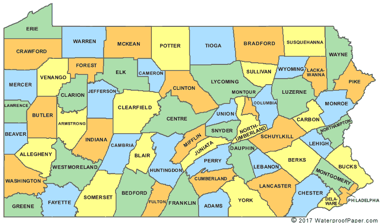 pennsylvania map with counties listed Printable Pennsylvania Maps State Outline County Cities pennsylvania map with counties listed