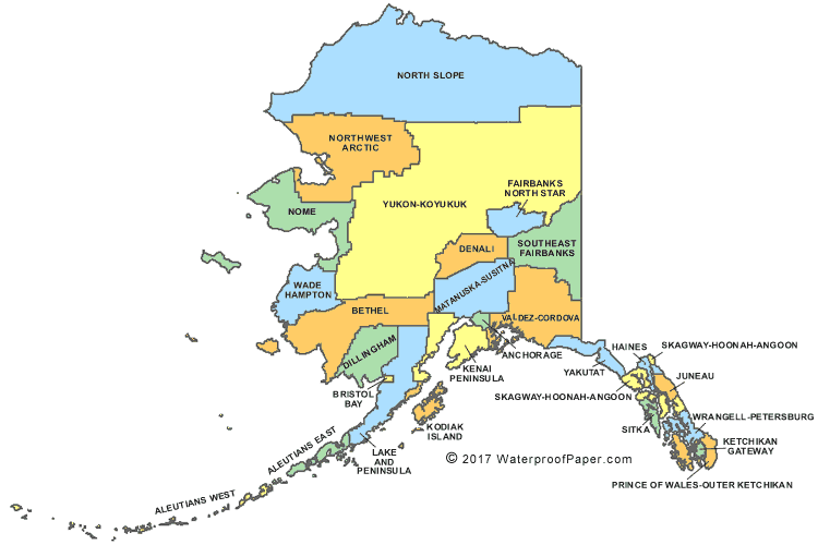 Printable Alaska Maps State Outline Borough Cities