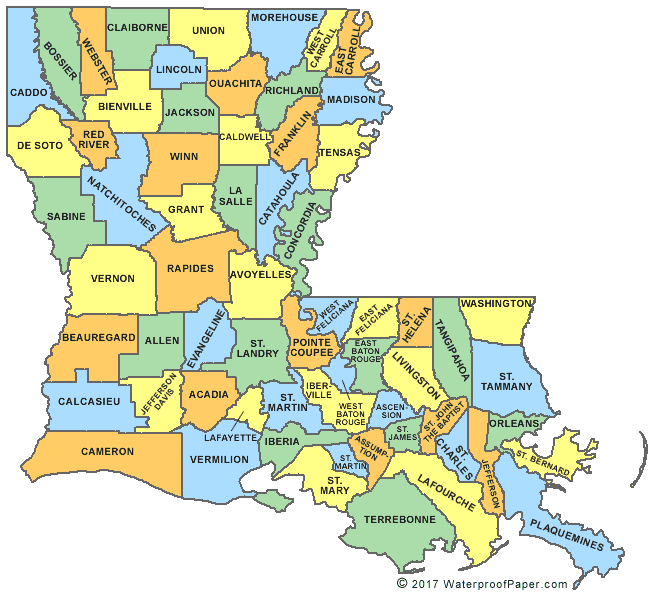 Louisiana Parish Map Printable - Printable World Holiday