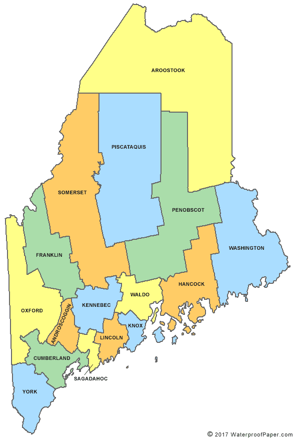 Printable Maine County Map