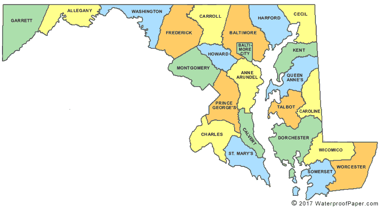 Printable Maryland Maps State Outline, County, Cities