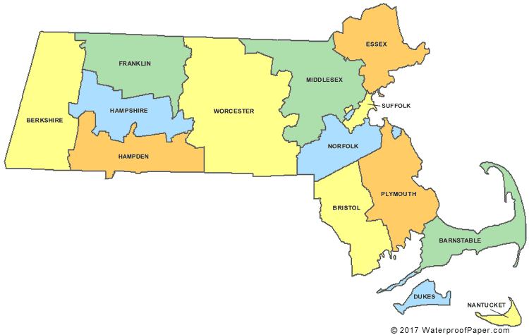Printable Massachusetts Maps | State Outline, County, Cities