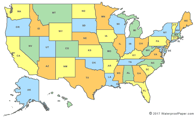 United States Map Labeled With Capitals All 50 States And