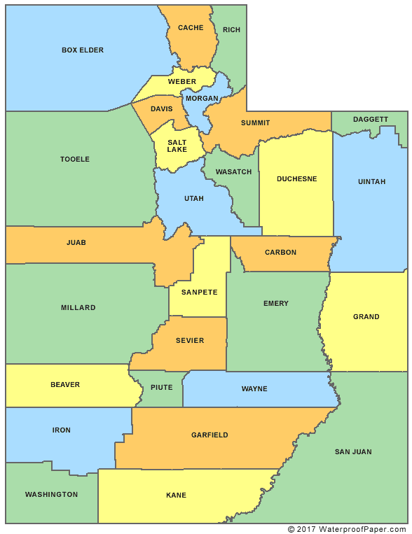 Printable Utah Map