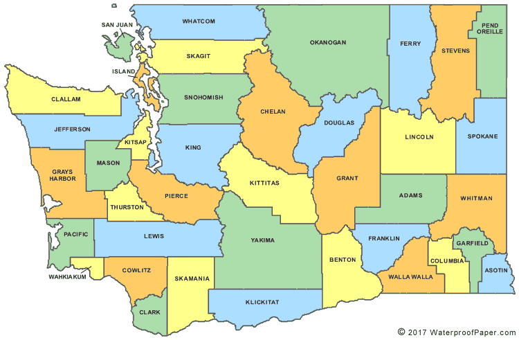 Printable Washington Maps State Outline County Cities