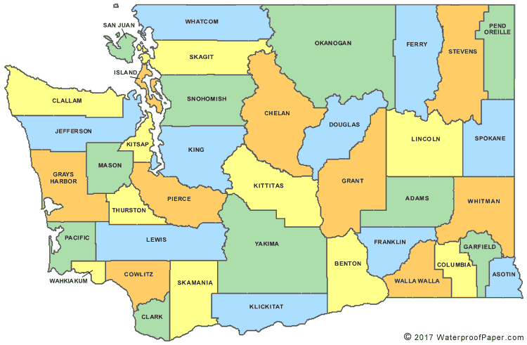 Printable Washington Maps | State Outline, County, Cities