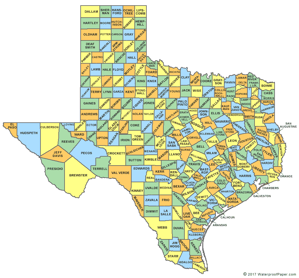 Texas county map