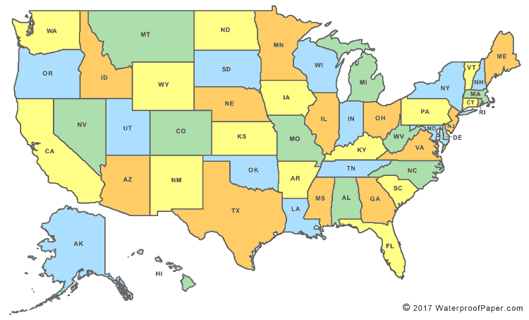 Printable United States Maps | Outline and Capitals