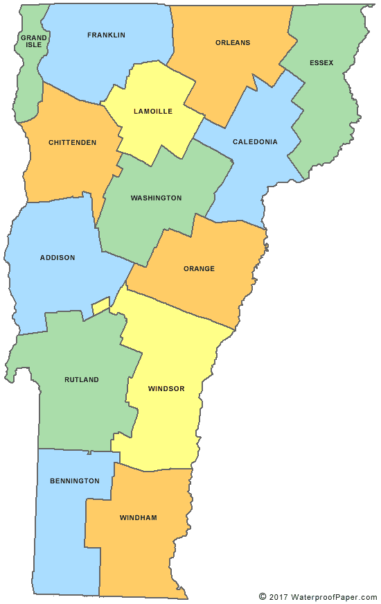 Vermont county map