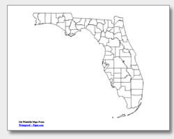 printable Florida county map unlabeled