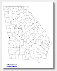 printable Georgia major cities map unlabeled