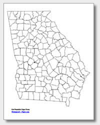 printable Georgia county map unlabeled