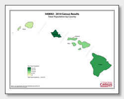 printable Hawaii population by county map