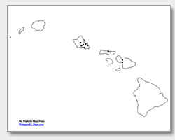 printable Hawaii major cities map unlabeled