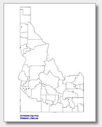 printable Idaho major cities map unlabeled