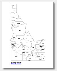 printable Idaho county map labeled