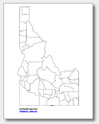 printable Idaho county map unlabeled