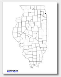 printable Illinois major cities map unlabeled