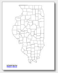 printable Illinois county map unlabeled