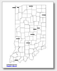 printable Indiana major cities map labeled