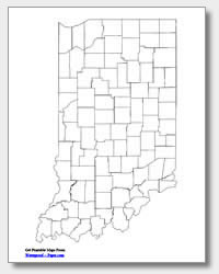 printable Indiana county map unlabeled