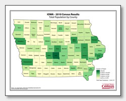 printable Iowa population by county map