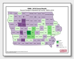 printable Iowa population change map