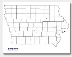 printable Iowa major cities map unlabeled