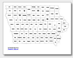 printable Iowa county map labeled