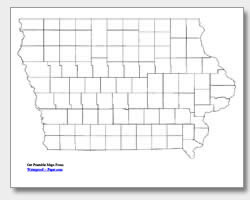 printable Iowa county map unlabeled