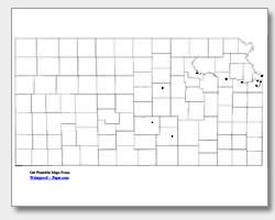 printable Kansas major cities map unlabeled