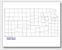 printable Kansas county map unlabeled