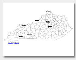 printable Kentucky major cities map labeled