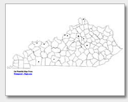 printable Kentucky major cities map unlabeled