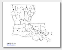 printable Louisiana major cities map unlabeled