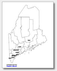 printable Maine major cities map labeled