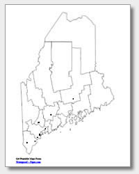 printable Maine major cities map unlabeled