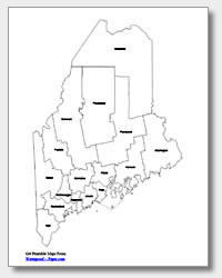 printable Maine county map labeled