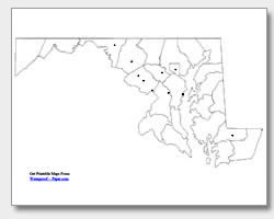 printable Maryland major cities map unlabeled